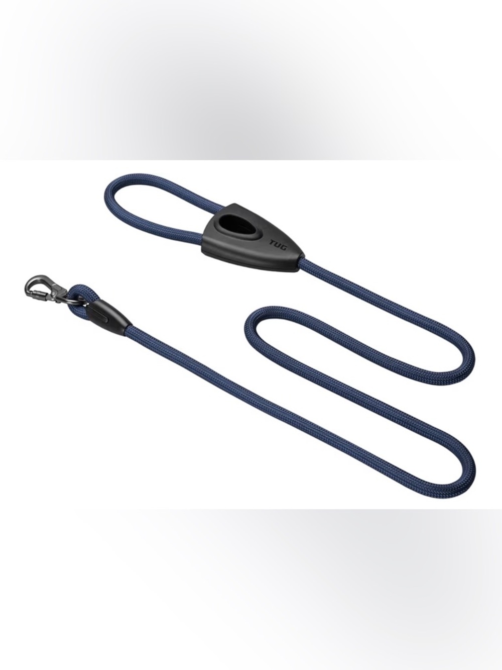 Navy Blue TUG OVAL Rope Dog Leash with oval compartment for waste bags. 5ft long